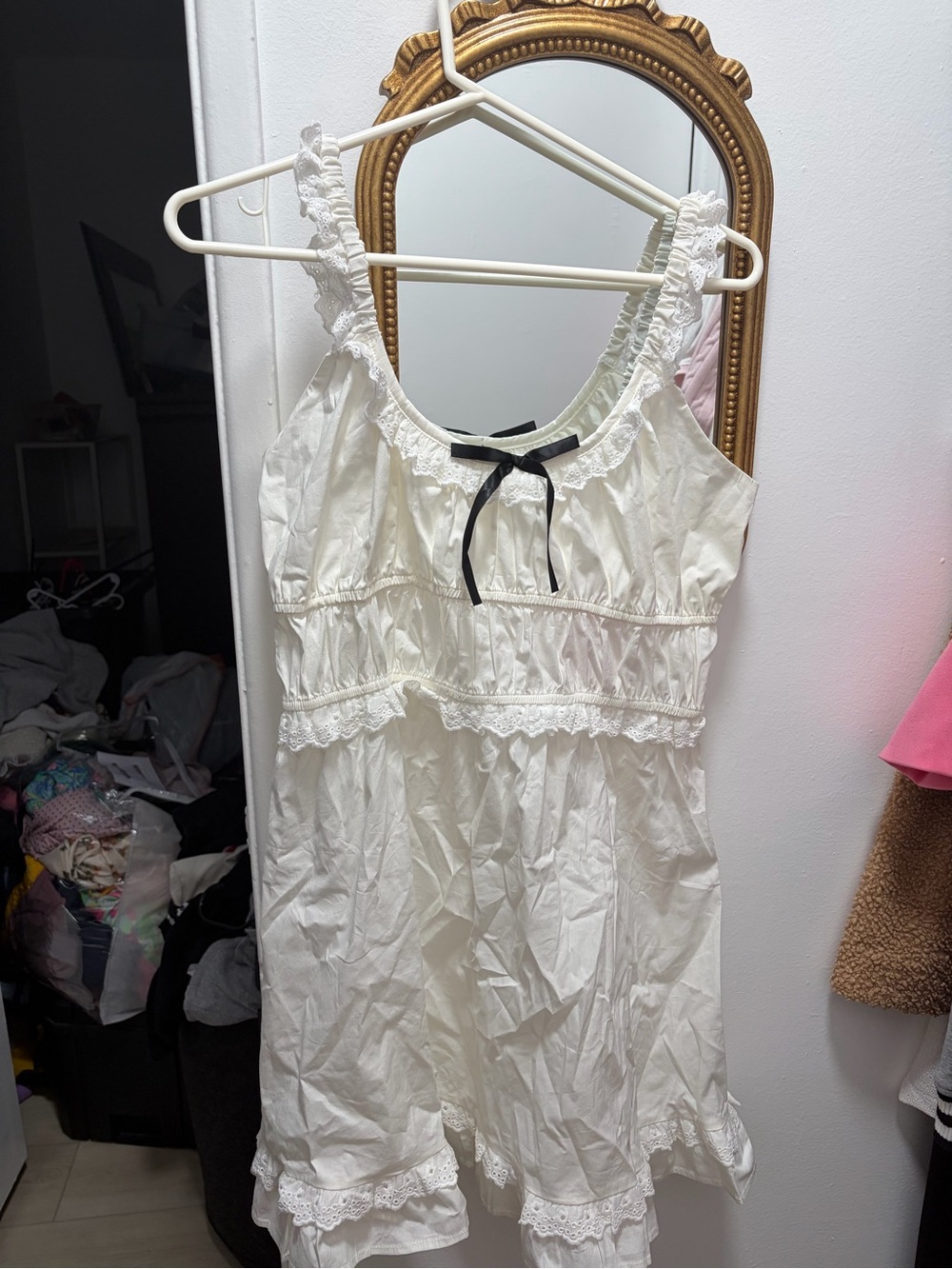 Edikted Frill Mini Eyelet Dress